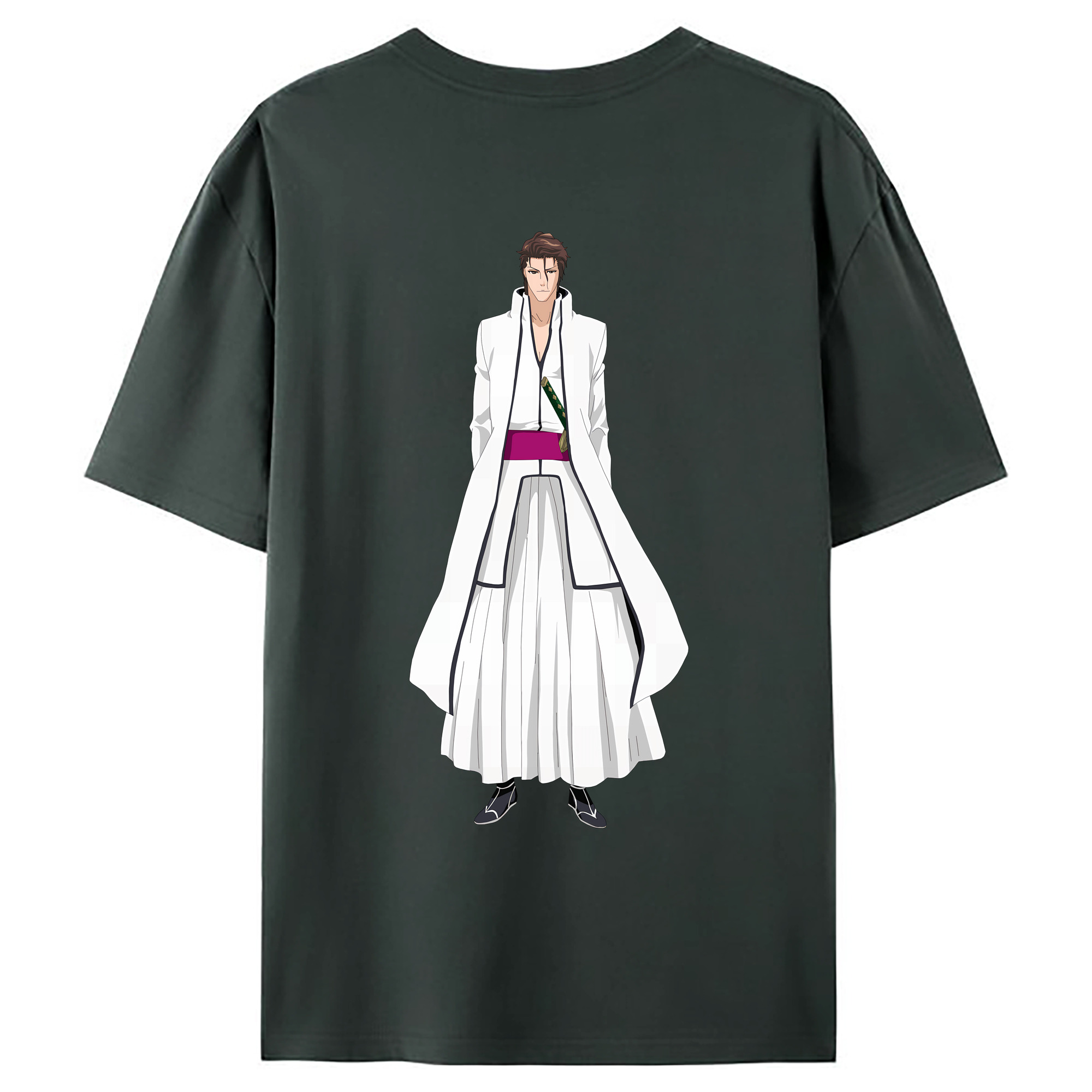 （画像用） ブリーチ 藍染 惣右介（あいぜん そうすけ） BLEACH Aizen Sousuke 綿100％ メンズ半袖Tシャツ（バックプリント） 通気性